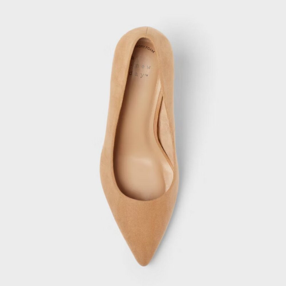 Women's Cindy Mid High Heels Pump with Memory Foam Insole - A New Day™ Tan 9W - Picture 2 of 3